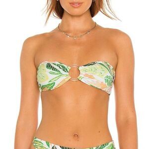 NWT Solid & Striped The Tati Bandeau Bikini Top Strapless Palm Print Swim XS